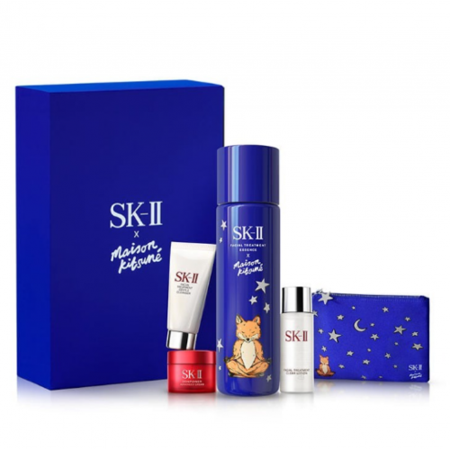 SK-II x Maison Kitsuné 联名神仙水限定套装 (神仙水230ml+洗面奶20g+清莹露30ml+大红瓶15g) 蓝