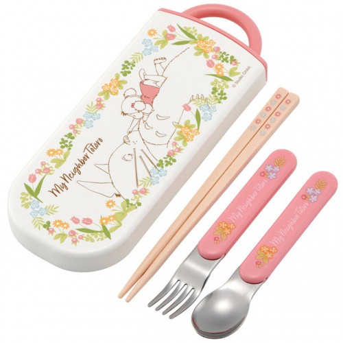 SKATER斯凯达 不锈钢叉勺筷子3件套带盒  粉色龙猫