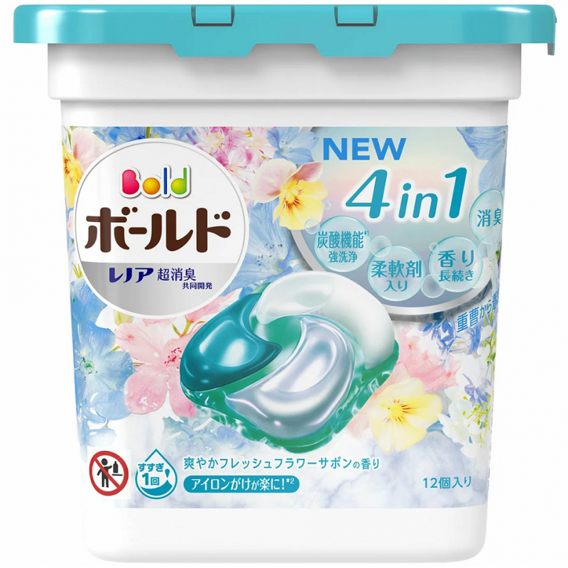 P G 宝洁4d立体碳酸洗衣球机能抗菌百合花香12枚入淡蓝盖
