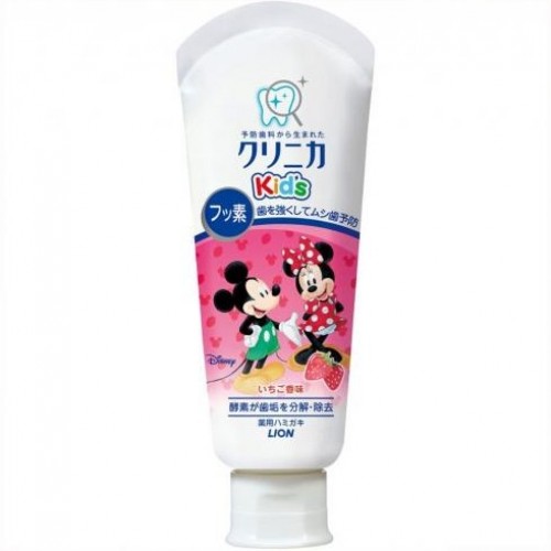 LION狮王 Clinica米老鼠酵素可吞咽 儿童牙膏 草莓味 60g