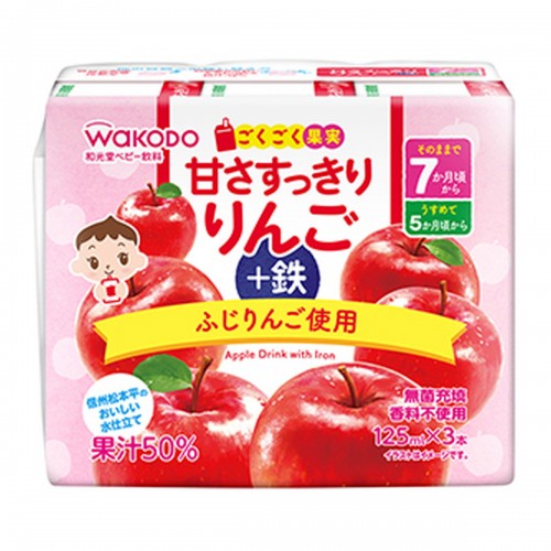 WAKODO和光堂 儿童纯苹果果汁 新版 7月+ 125ml*3盒