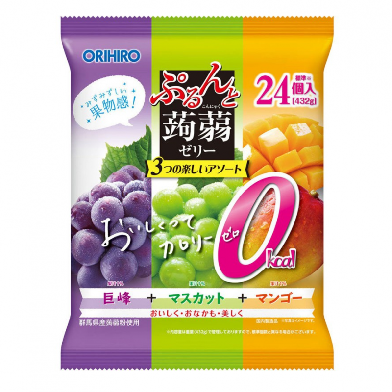 ORIHIRO 蒟蒻果冻青紫葡萄芒果混装480g 24枚入