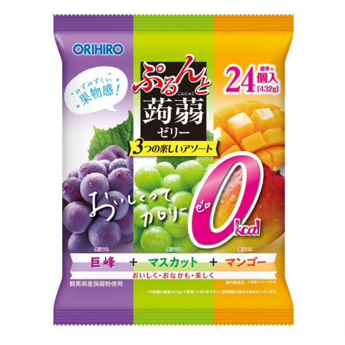 ORIHIRO 蒟蒻果冻青紫葡萄芒果混装 432g 24枚入