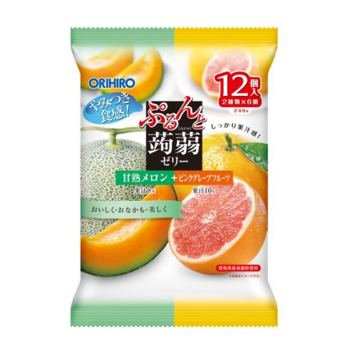 ORIHIRO 蒟蒻果冻哈密瓜葡萄柚混装 240g 12枚入