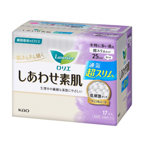 KAO花王 Laurier乐而雅瞬吸日用卫生巾带护翼25cm 17枚