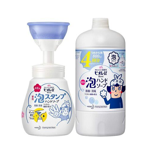 KAO花王 BIORE碧柔儿童花朵泡沫洗手液 本体+补充装 套装(250ml+800ml)