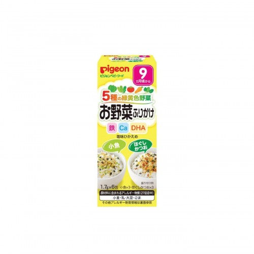 PIGEON贝亲 蔬菜浇汁鲣鱼小鱼松拌饭料 9月+1.7g*6袋-黄色
