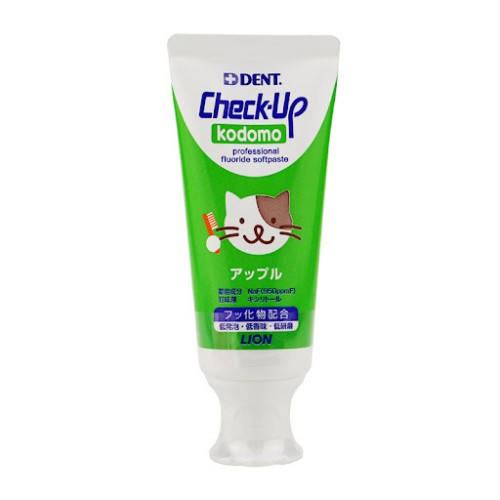 LION 狮王CHECK-UP儿童防蛀牙膏 苹果味-绿色小猫 60g